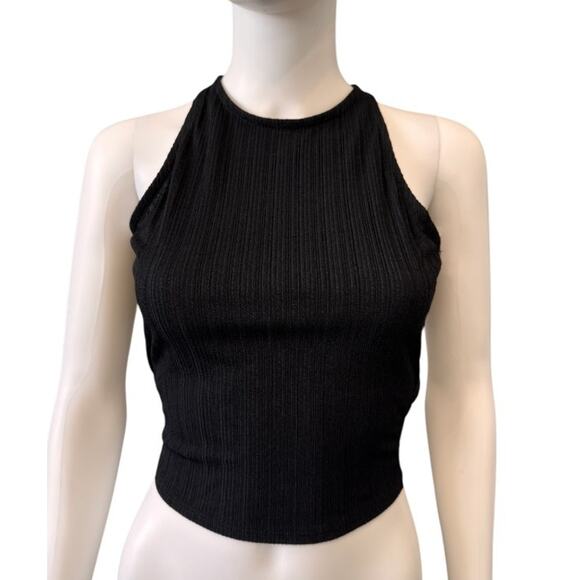 Lush Tops - NEW LUSH NORDSTROM Women’s Black Tie Back Cris Cross Textured Tank Top Size XS